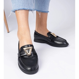 Black women's loafers with an elegant decoration 2