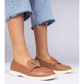 Brown women's loafers with an elegant decoration 1 Brown women's loafers with an elegant decoration 1