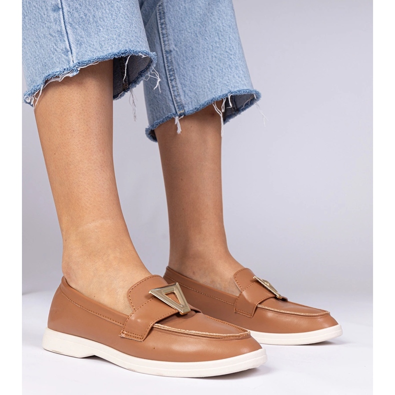 Brown women's loafers with an elegant decoration 1 Brown women's loafers with an elegant decoration 1