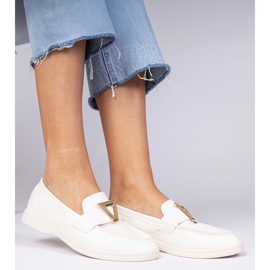 White women's loafers with an elegant decoration 1