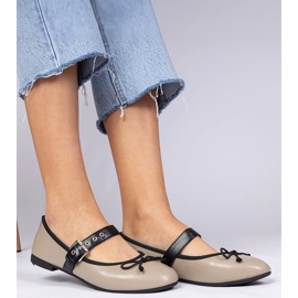 Dark beige women's ballerinas with a bow 2 Dark beige women's ballerinas with a bow 2