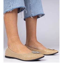 Golden women's glitter ballerinas with zircons 1 Golden women's glitter ballerinas with zircons 1
