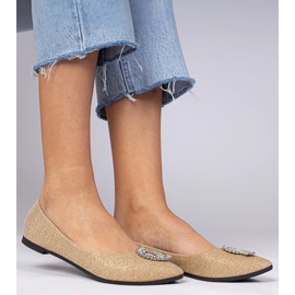 Golden women's glitter ballerinas with zircons 2 Golden women's glitter ballerinas with zircons 2