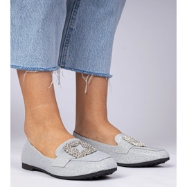 Silver glitter loafers with zircons 1 Silver glitter loafers with zircons 1