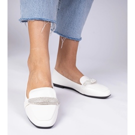 White women's loafers with zircons 2 White women's loafers with zircons 2