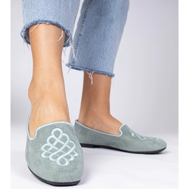 Green Women's Ekozamszowe Ballerinas with embroidery 2