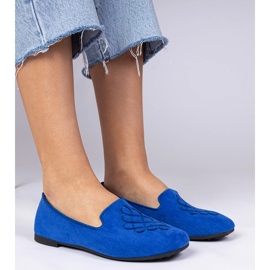 Blue women's ecosam and embroidery ballerinas 1