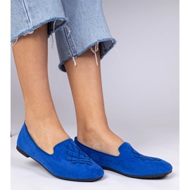 Blue women's ecosam and embroidery ballerinas 2