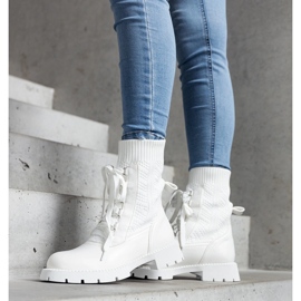 White openwork sock boots by Portico 1