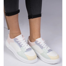 White and blue sports sneakers from eco-leather 1