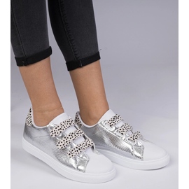 Silver sneakers with animal Velcro finish 2