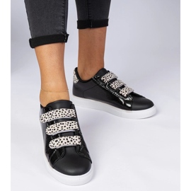 Black sneakers with animal Velcro finish 2