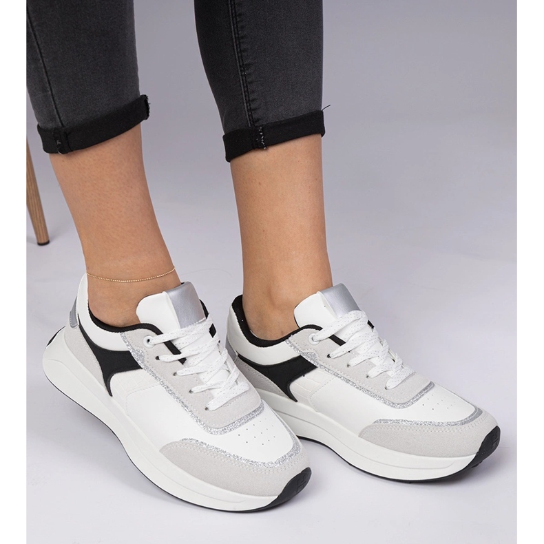 White women's sneakers with glitter 1 White women's sneakers with glitter 1