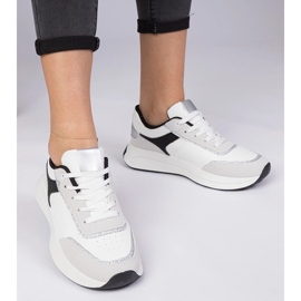 White women's sneakers with glitter 2