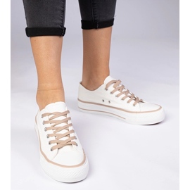 White-brown classic women's sneakers 1