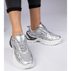 Silver sports sneakers on a massive sole 2 Silver sports sneakers on a massive sole 2