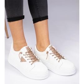 White sneakers sneakers with champagne zircons 1