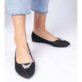 Black women's glitter ballerinas with a butterfly 2 Black women's glitter ballerinas with a butterfly 2