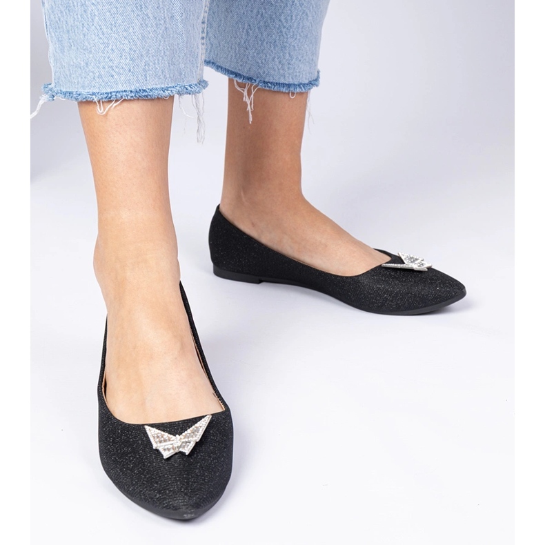 Black women's glitter ballerinas with a butterfly 2 Black women's glitter ballerinas with a butterfly 2