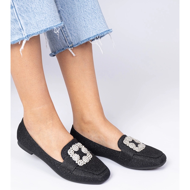 Black glitter loafers with zircons 2 Black glitter loafers with zircons 2