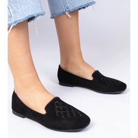 Black Women's Ekozamszowe ballerinas with embroidery 1 Black Women's Ekozamszowe ballerinas with embroidery 1