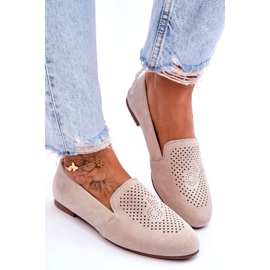 S.Barski Women's moccasins from suede leather beige 4