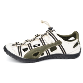 Olivier Men's leather leather bicycle shoes 262kz white with green 1