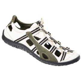 Olivier Men's leather leather bicycle shoes 262kz white with green 2