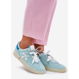 Low women's sports shoes with mint leopard print blue 1