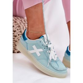Low women's sports shoes with mint leopard print blue 2