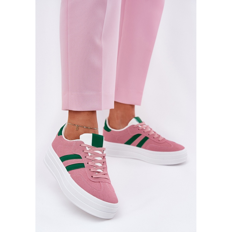 Stylish women's sneakers on the platform pink 2