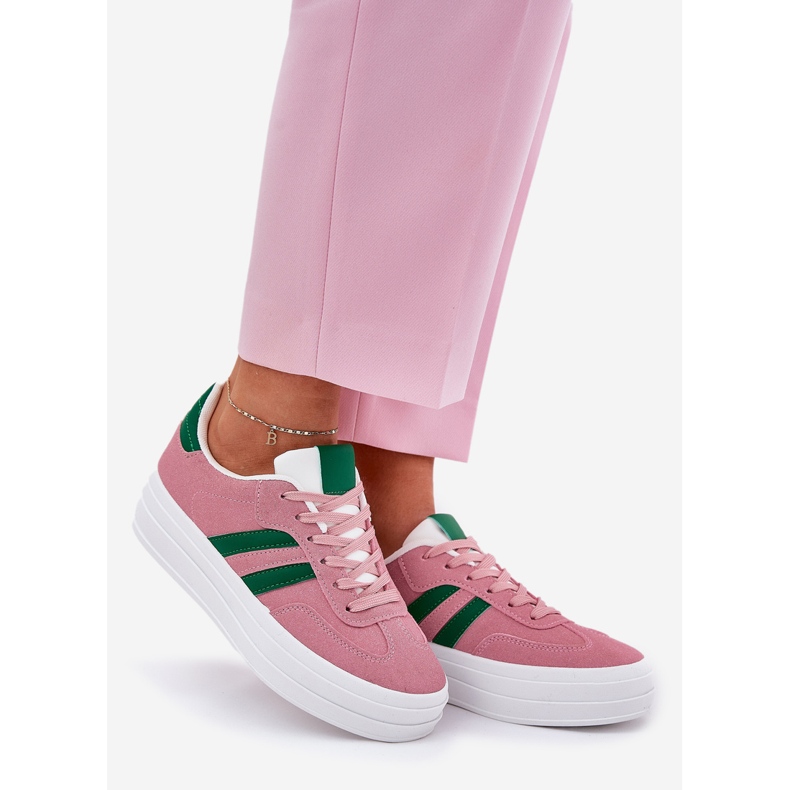 Stylish women's sneakers on the platform pink 1