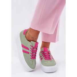 Stylish women's sneakers on the platform green 2