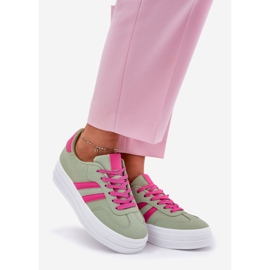 Stylish women's sneakers on the platform green 1