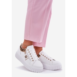 Women's sports shoes on platform with eco leather leopard leopard print white 1