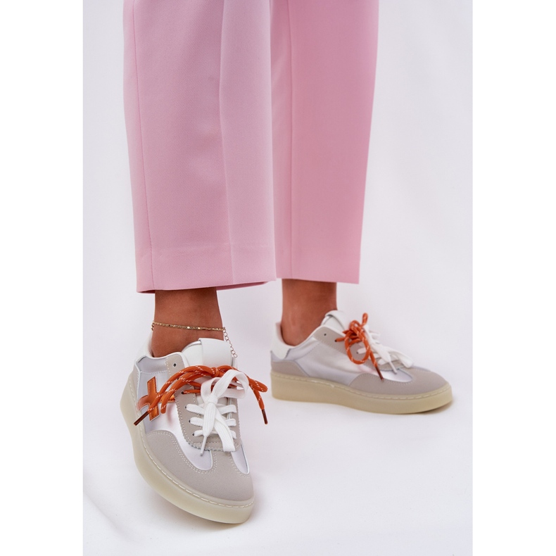 Silver women's low sports shoes 2