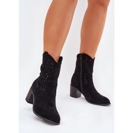 Openwork boots women's high heels s.barski HY51-125 black 2