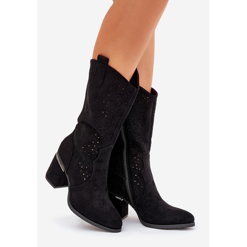 S.Barski Openwork boots half-calf cowboy S. Barski HY51-238 black 1