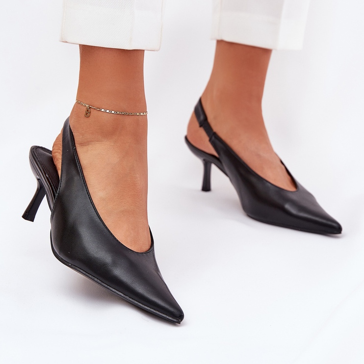 High heels with an outdoor Eco leather heel black 2 High heels with an outdoor Eco leather heel black 2