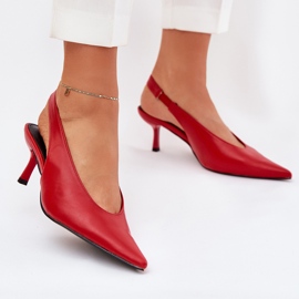 High heels with an outdoor Eco Leather heel red 2