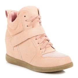 Comfortable wedge sneakers pink 1