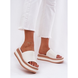 Classic women's slippers on the platform and white wedges 2