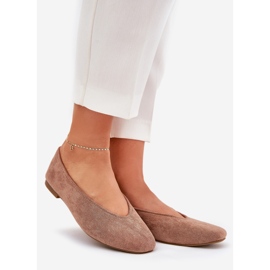 Classic ballerinas with eco suede khaki beige 1