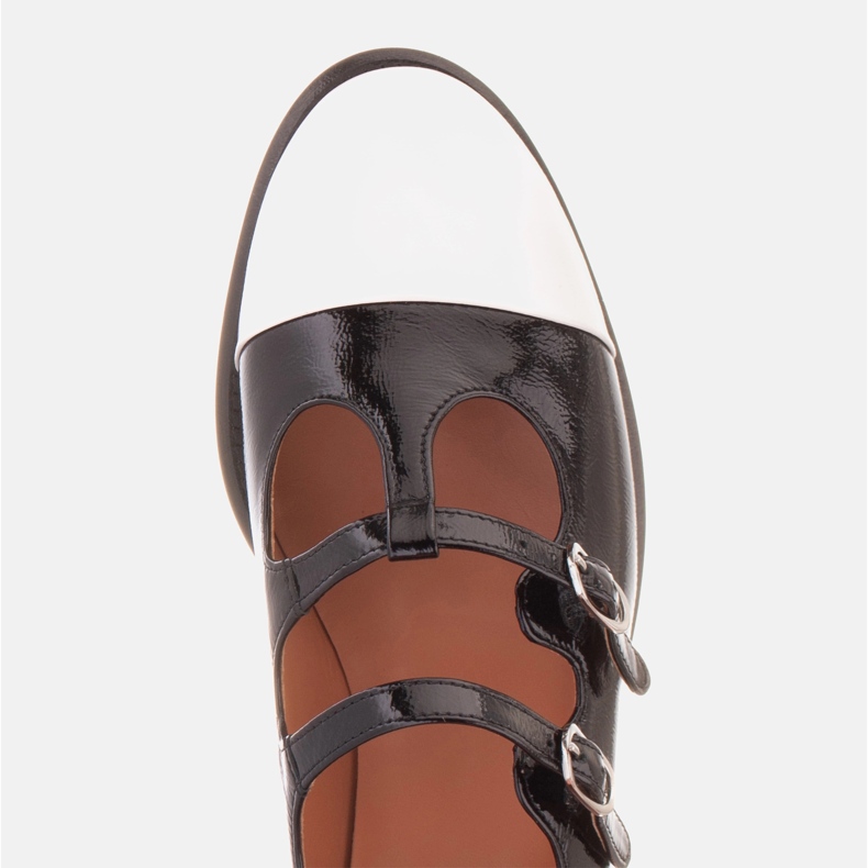 Marco Shoes Painted women's ballerinas with a white toe black 1