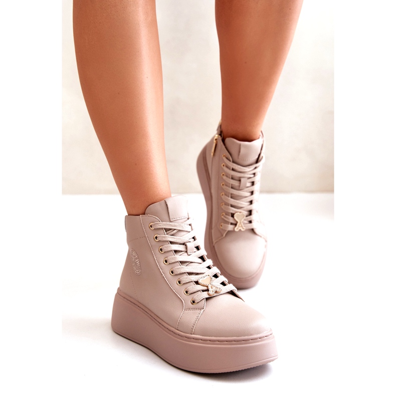 High Leather Women's Sneakers On The Platform Vinceza 66707 Beige 1 High Leather Women's Sneakers On The Platform Vinceza 66707 Beige 1