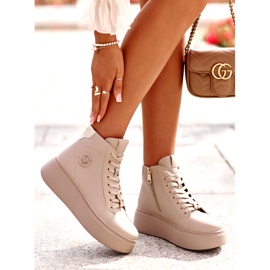 High Leather Women's Sneakers On The Platform Vinceza 66707 Beige 5 High Leather Women's Sneakers On The Platform Vinceza 66707 Beige 5