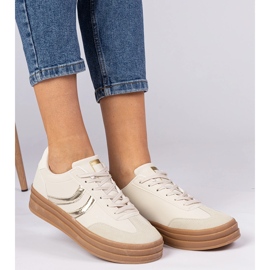 Beige sneakers women's sneakers with a golden addition 1