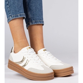 White sneakers women's sneakers with a golden addition 1