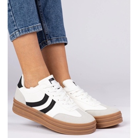 White sneakers women's sneakers with a black accessory 1