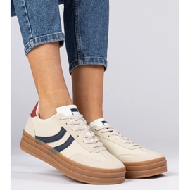 Beige sneakers women's sneakers with a navy blue accessory white 2
